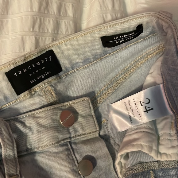 Sanctuary Alt Tapered Twisted Asymmetrical Jeans Raw Hem Cropped Soto Blue - Picture 4 of 6